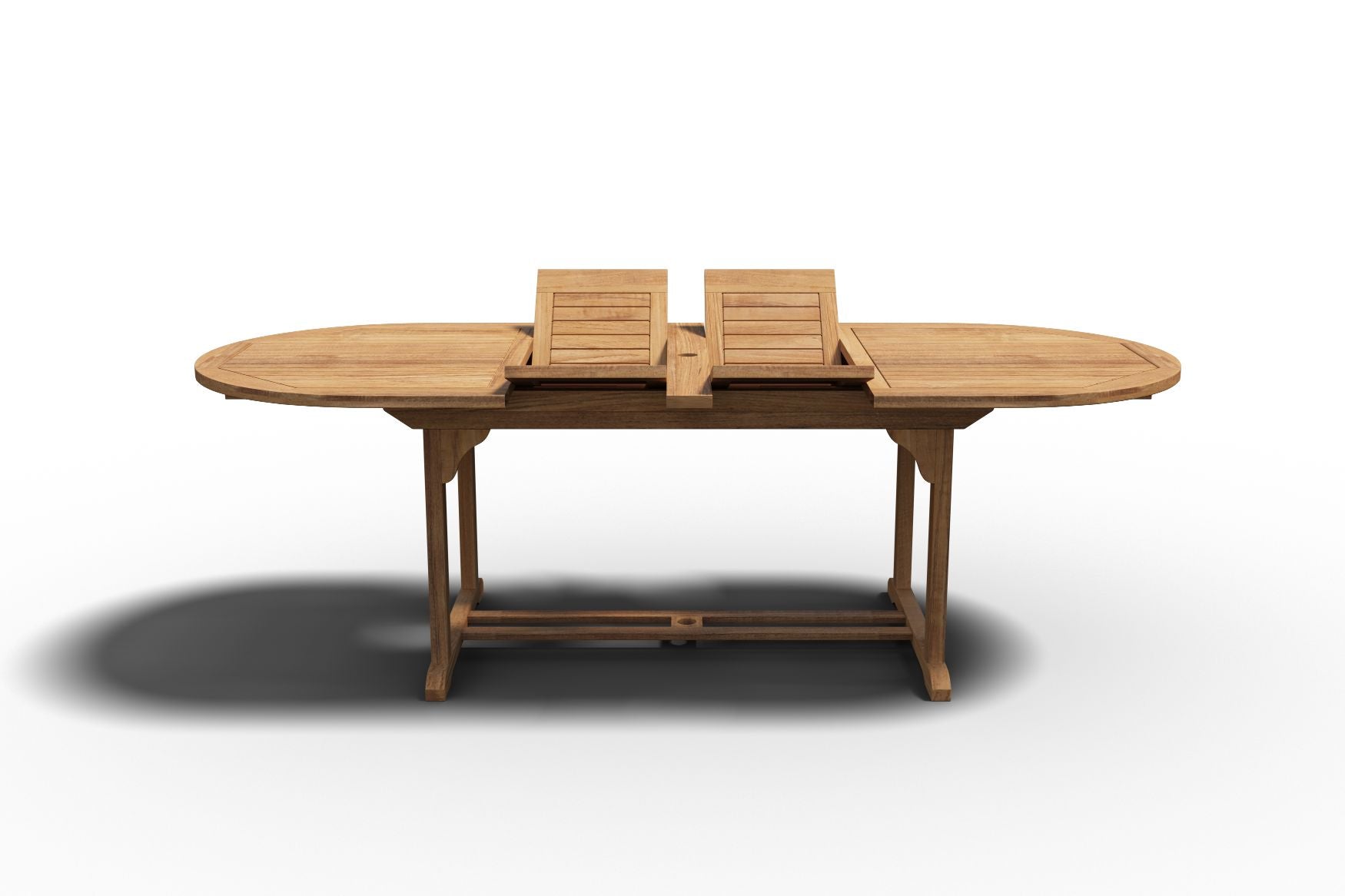 Curated MaisonFurniture Amelie Oval Teak Outdoor Dining Table with Built-In Extension