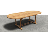 Curated MaisonFurniture Amelie Oval Teak Outdoor Dining Table with Built-In Extension