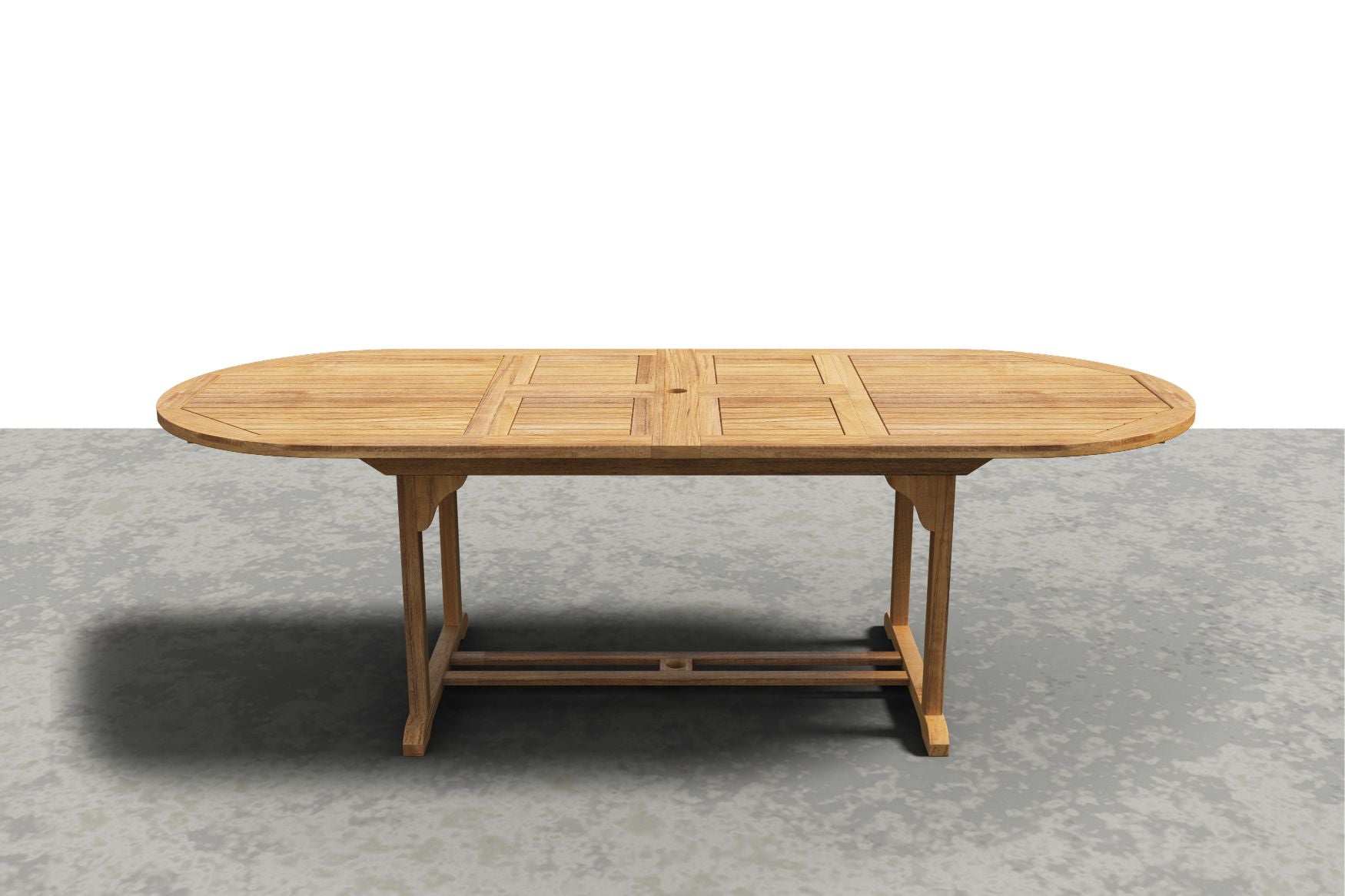 Curated MaisonFurniture Amelie Oval Teak Outdoor Dining Table with Built-In Extension