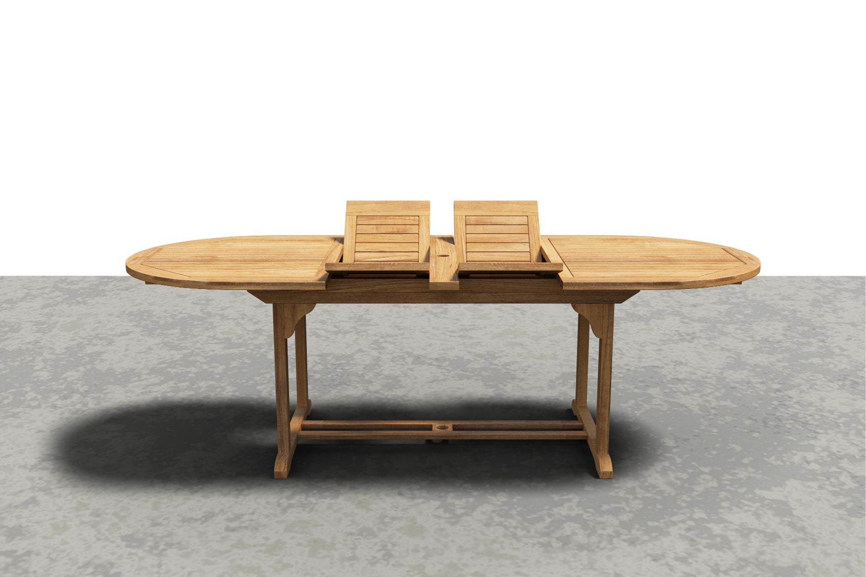 Curated MaisonFurniture Amelie Oval Teak Outdoor Dining Table with Built-In Extension