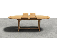Curated MaisonFurniture Amelie Oval Teak Outdoor Dining Table with Built-In Extension