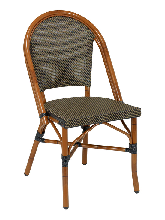 Florida Seating Hand Painted Aluminum Arm Chair with Textile Back And Seat - BISTRO S