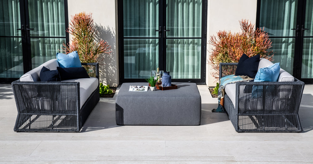 Sunset West 18"Pouf Cube in Heritage Granite