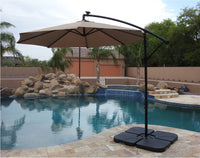 AZ Patio Heaters Offset Cantilever Umbrella in Tan with LED Lights