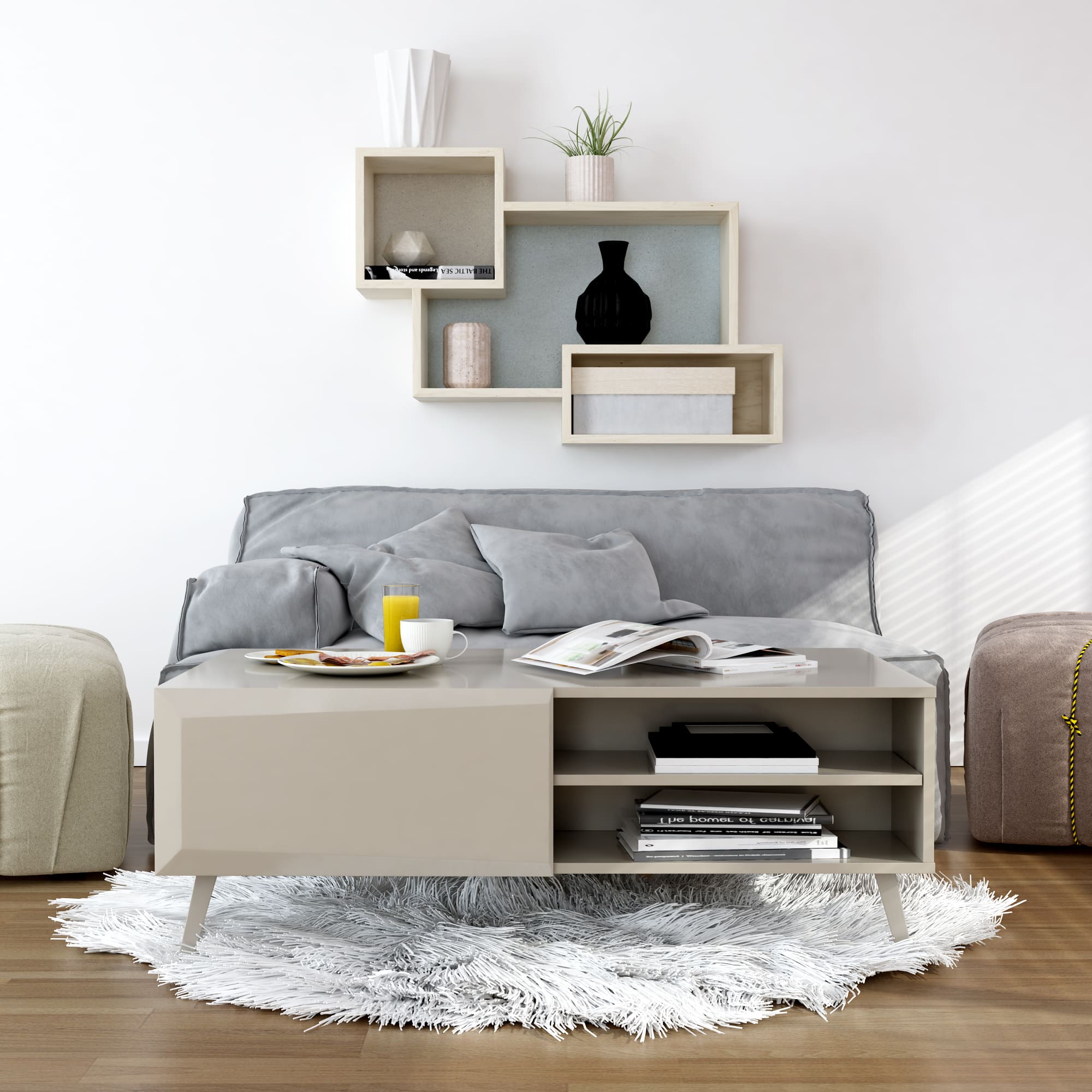 Anderson Teak Altus 43" Coffee Table Gloss White/Grey