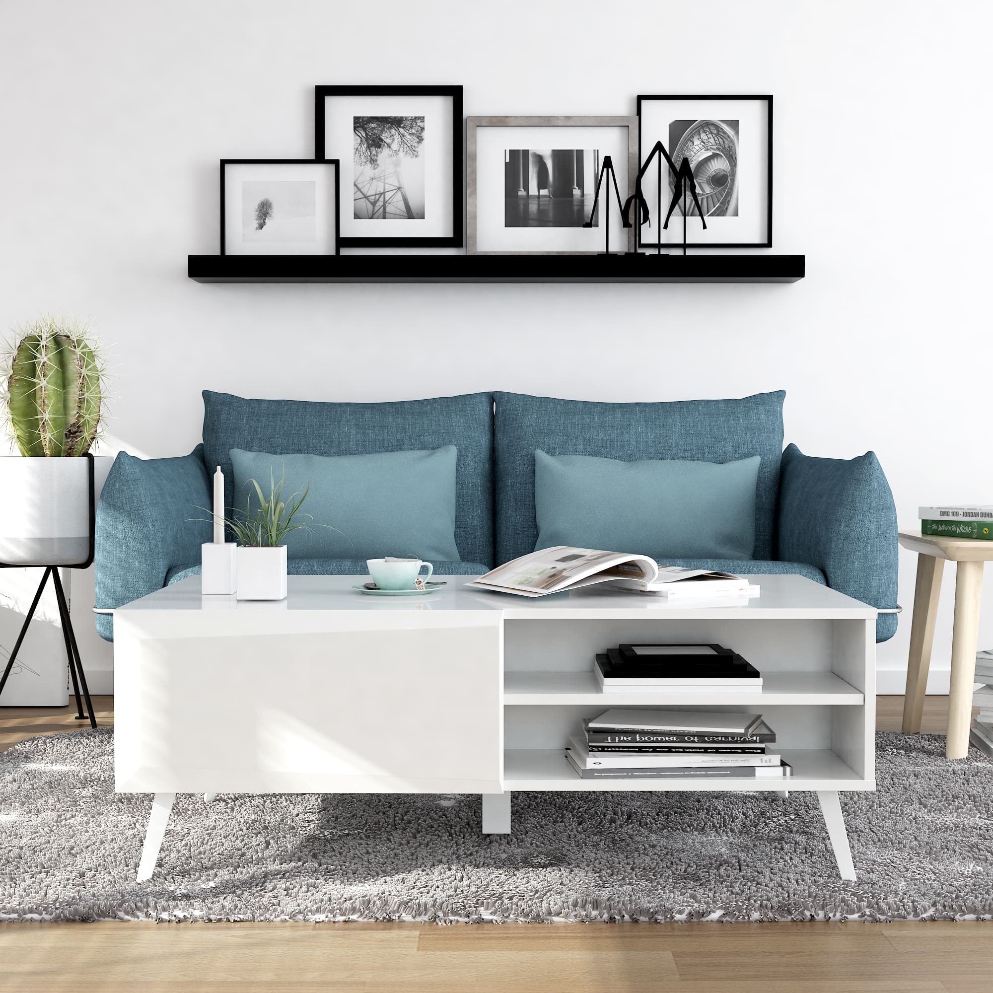 Anderson Teak Altus 43" Coffee Table Gloss White/Grey