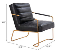 Zuo Modern Dallas Accent Chair Vintage in Black/Brown