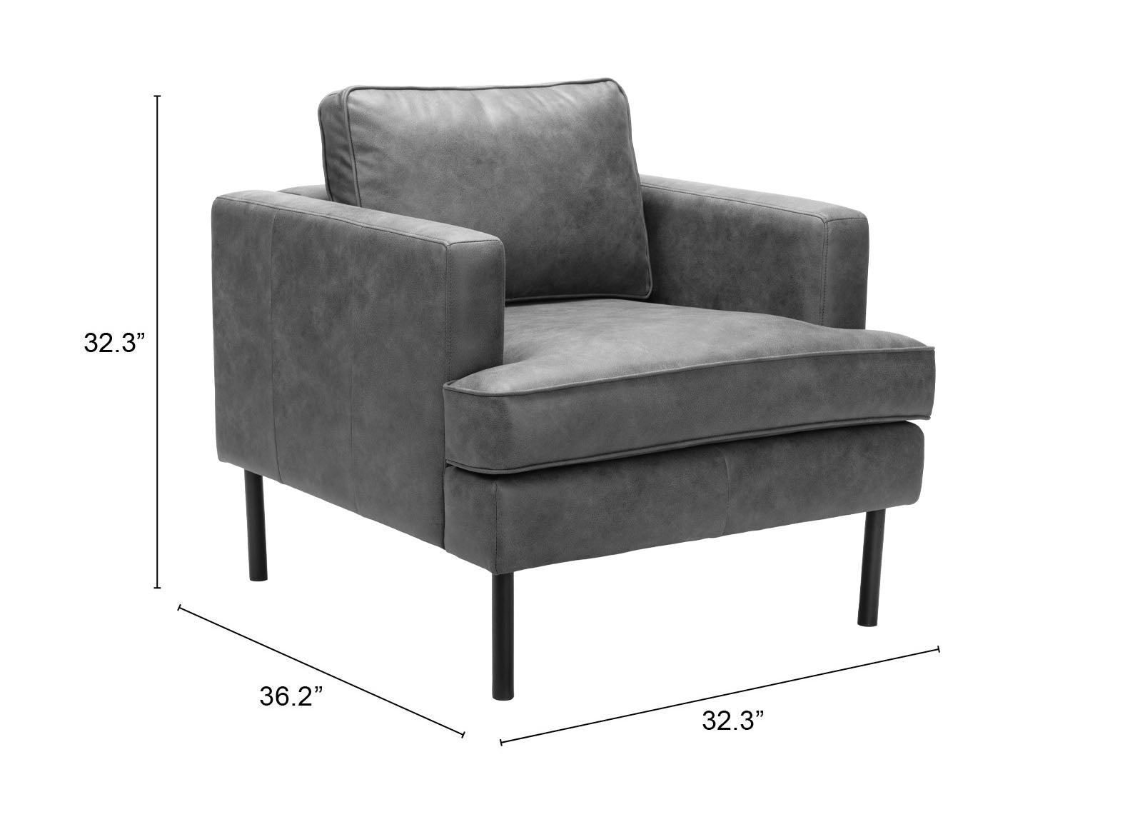 Zuo Modern Decade Armchair in Brown/Vintage Gray