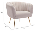 Zuo Modern Deco Accent Chair in Beige/Gray