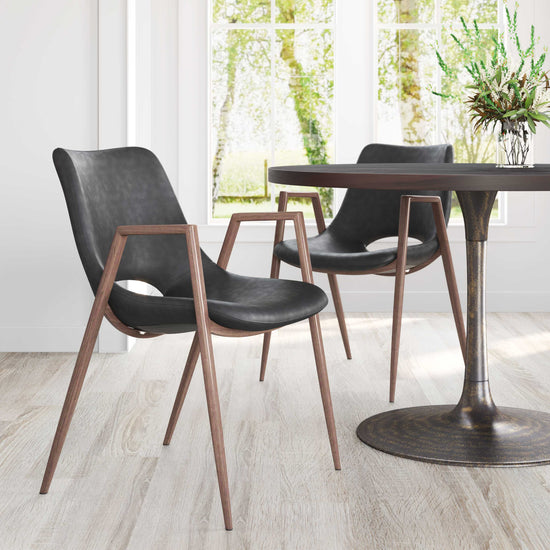 Zuo Modern Desi Dining Chair in Black & Walnut/Azure Gray & Walnut/Beige & Walnut
