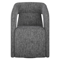 Sunpan Kendrick Wheeled Dining Armchair in Abbington Black / Moto Stucco / Nash Zebra