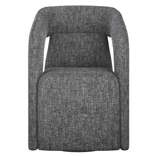 Sunpan Kendrick Wheeled Dining Armchair in Abbington Black / Moto Stucco / Nash Zebra