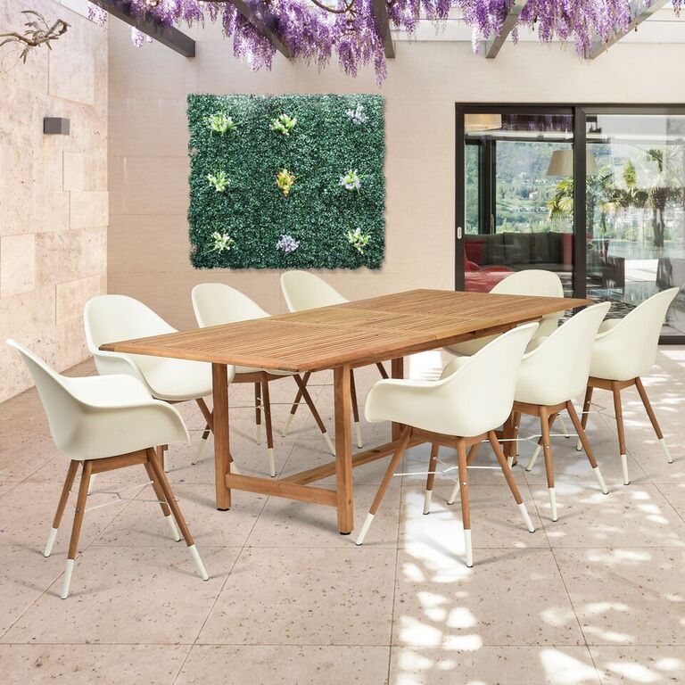 International Home Miami Amazonia Charlotte 9 Piece Teak Rectangular Patio Dining Set