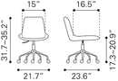 Zuo Modern Byron Office Chair in Brown/Grey/White