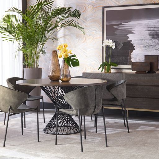 Sunpan Eric Dining Chair in Nono Dark Green / Nono Tapenade Gold - Set of Two