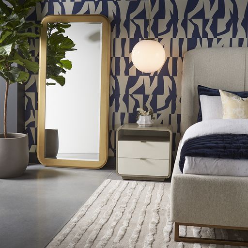 Sunpan Kayden Nightstand - Cream Shagreen