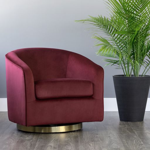 Sunpan Hazel Swivel Lounge Chair in Gold - Belfast Heather Grey / Black Sky / Blush Sky / Burgundy Sky / Deep Green Sky / Navy Blue Sky / Dark-Bronze Gold Sky