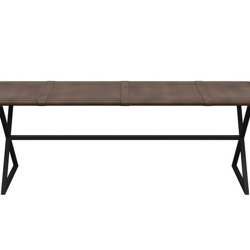 Sunpan Elon Bench - Vintage Cognac / Suede Light Tan Leather