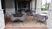 Florida Seating Aluminum Arm Chair With UV Resistant PE Weave Back And Seat - MADEIRA A-TAUPE