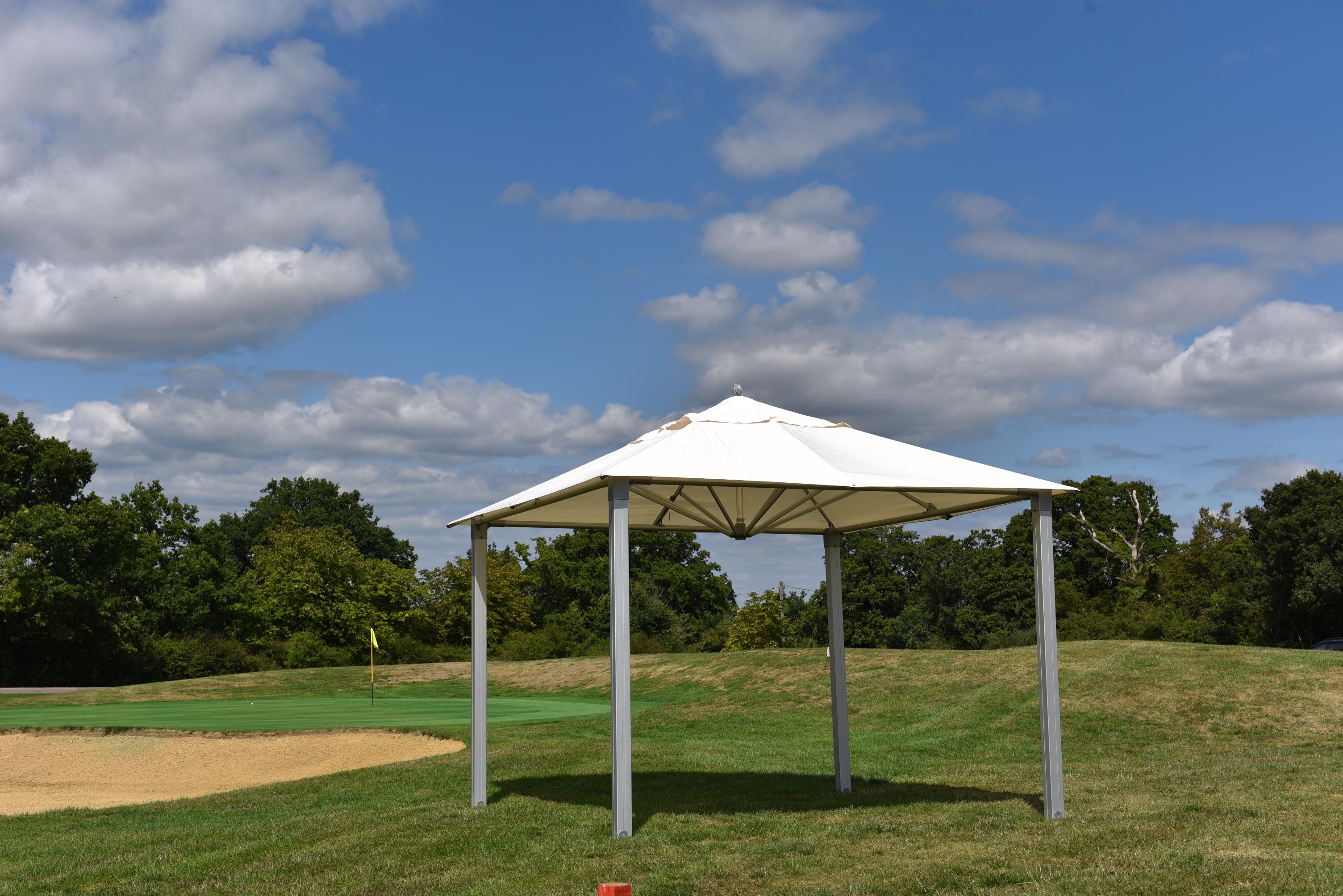 Bambrella Hurricane Alize 3.4m Square Aluminum Pavilion Umbrella