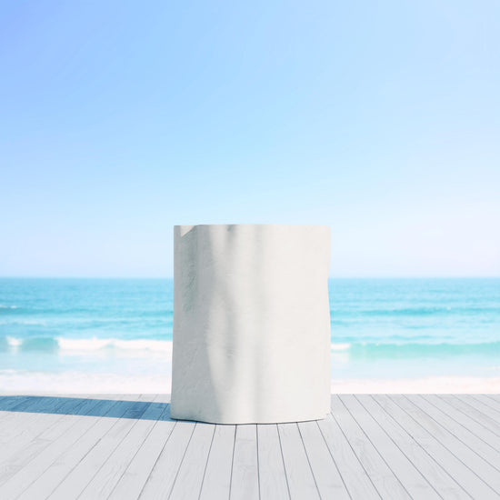 Azzurro Living Daintree Side Table With Bone Concrete Frame And Bone Concrete