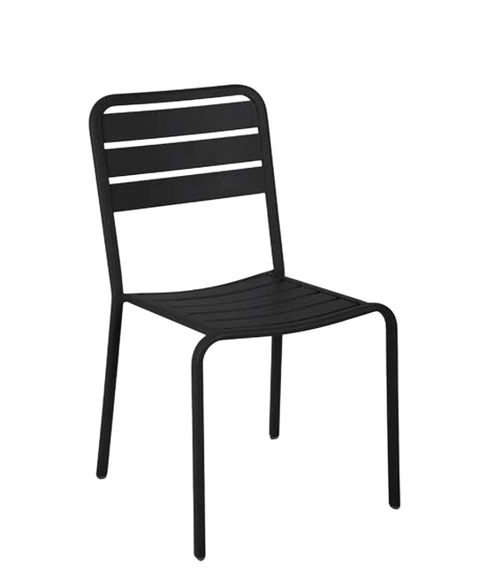 BFM Seating Vista Stacking Side Chair Powdered Coated Aluminum - Black/Earth