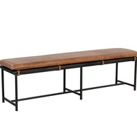 Sunpan Zancor Bench in Gunmetal and Tan Leather