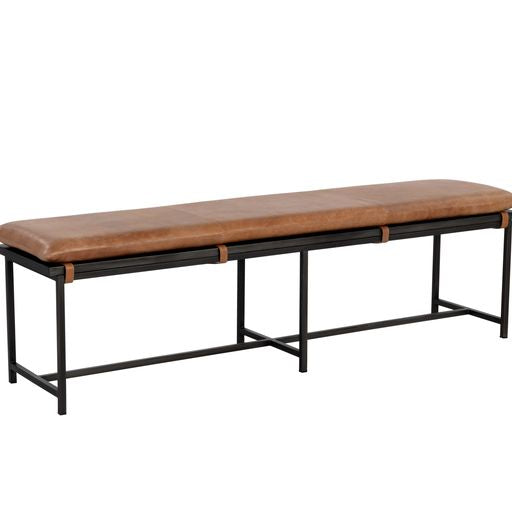 Sunpan Zancor Bench in Gunmetal and Tan Leather