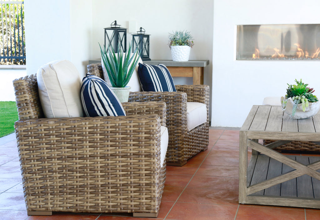 Sunset West Havana Club Chair in Canvas with Self Welt