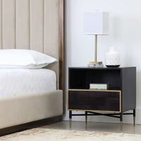 Sunpan Markwood Nighstand Antique Bronze-Glacier Grey / Brass-Dark Brown