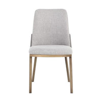 Sunpan Marie Dining Chair Belfast Heather Grey-Bravo Metal / Belfast Oatmeal-Bravo Cognac - Set of Two