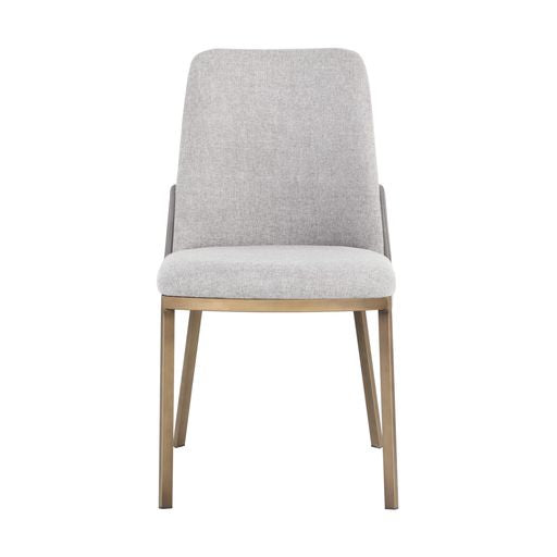 Sunpan Marie Dining Chair Belfast Heather Grey-Bravo Metal / Belfast Oatmeal-Bravo Cognac - Set of Two
