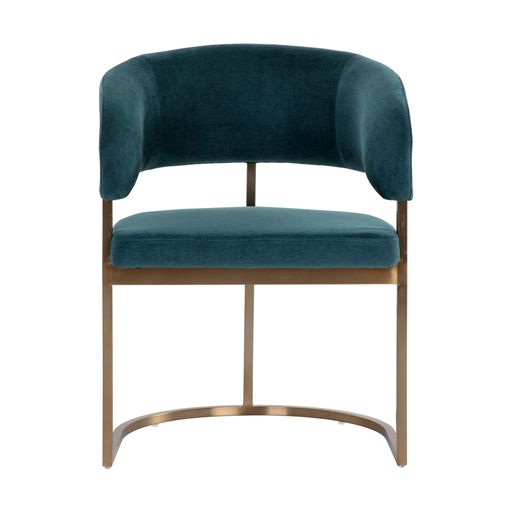 Sunpan Marris Dining Armchair Gold-Danny Teal / Gunmetal-Belfast Heather Grey