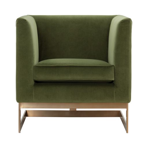 Sunpan Yvette Armchair Gold in Abbington Charred Brown /  Chacha Grey / Meg Olive