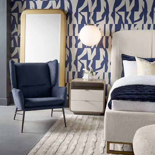 Sunpan Kasen Lounge Chair Belfast Heather Grey / Belfast Navy