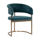 Sunpan Marris Dining Armchair Gold-Danny Teal / Gunmetal-Belfast Heather Grey