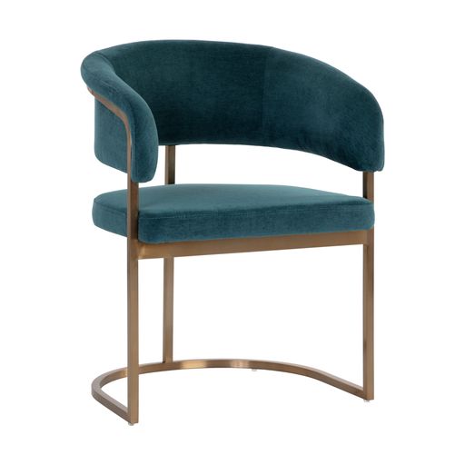 Sunpan Marris Dining Armchair Gold-Danny Teal / Gunmetal-Belfast Heather Grey