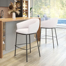 Zuo Modern Essen Barstool in Ivory/Black & Bronze, Ivory, Bar Stools, Plywood, Polyester, Steel, Curved, 4 Legs, Indoor