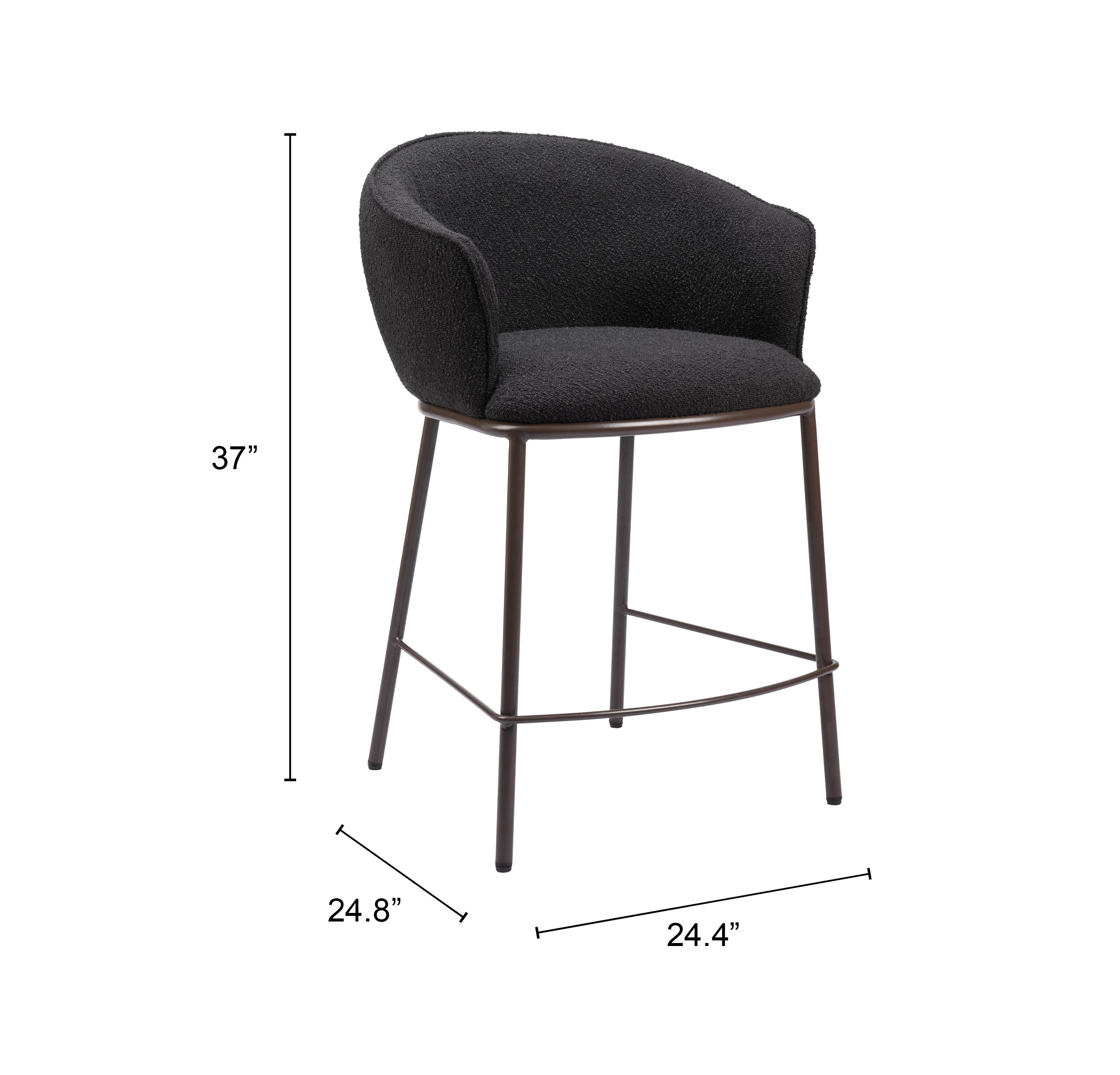 Zuo Modern Essen Counter Stool in Ivory/Black & Bronze
