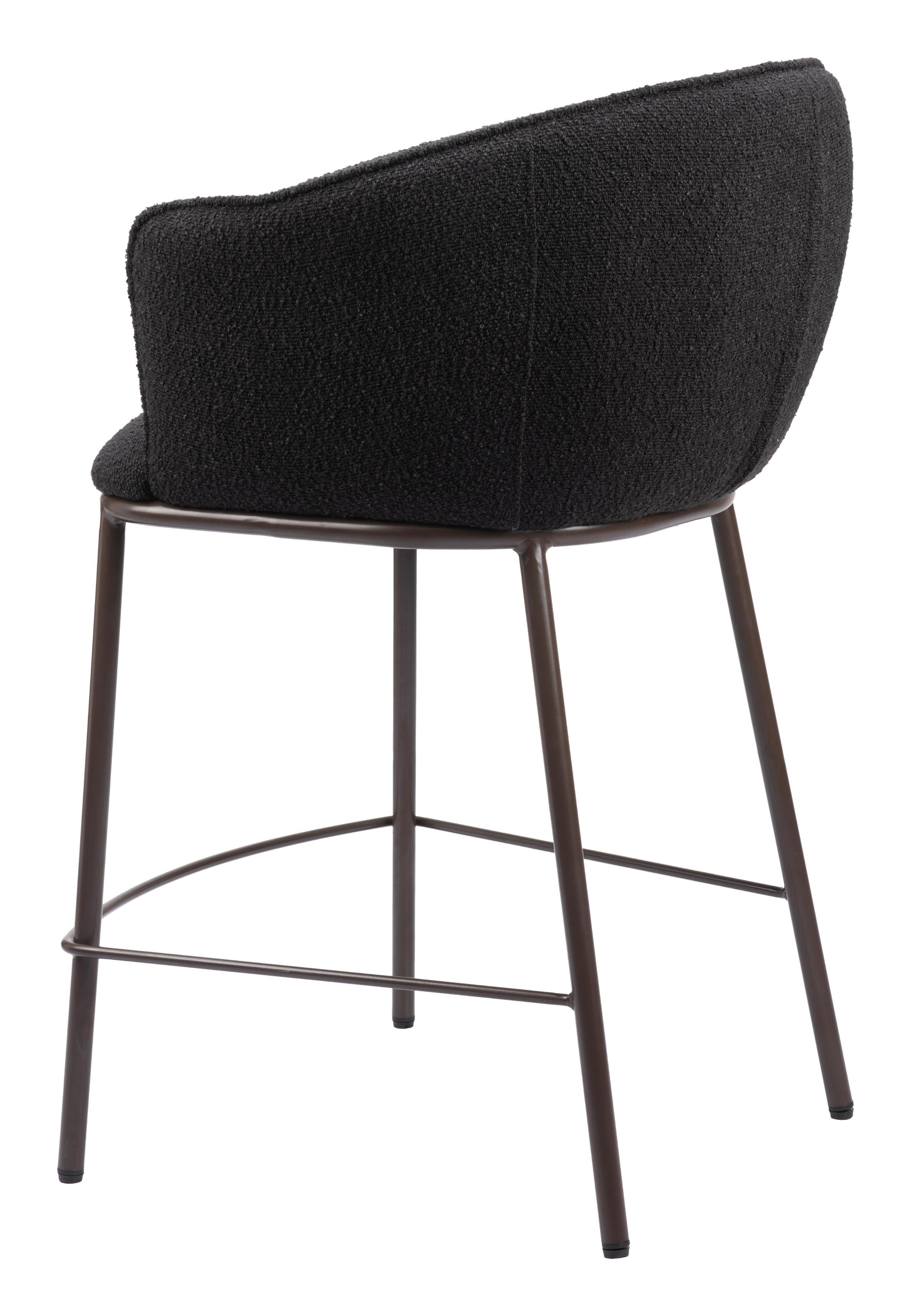 Zuo Modern Essen Counter Stool in Ivory/Black & Bronze
