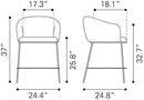 Zuo Modern Essen Counter Stool in Ivory/Black & Bronze