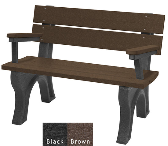 Polly Products Economizer Traditional Backed Bench With Arm