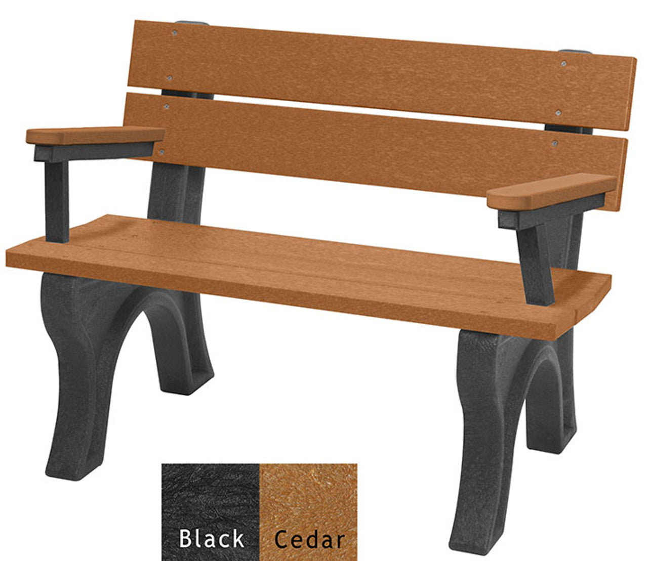 Polly Products Economizer Traditional Backed Bench With Arm