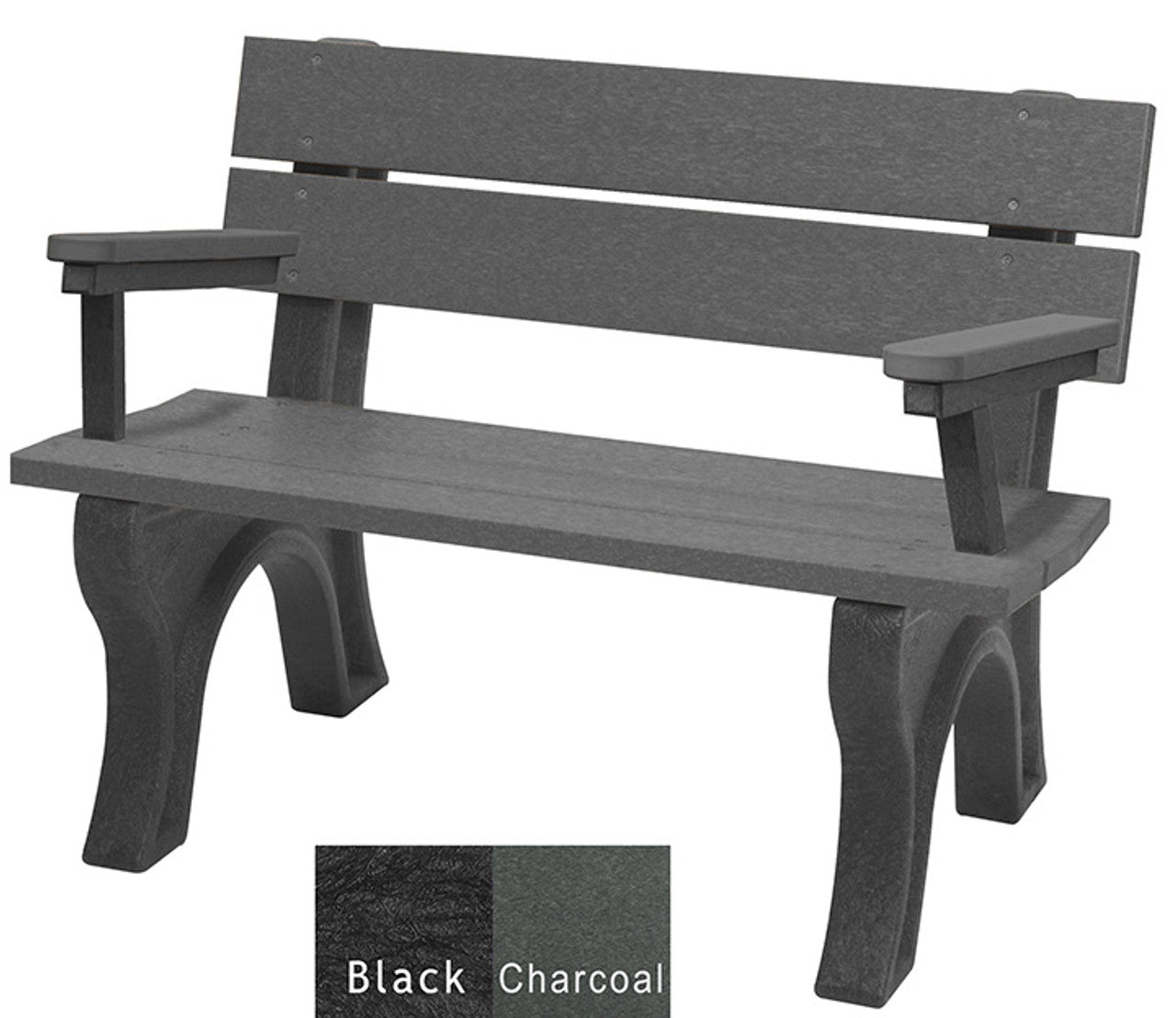 Polly Products Economizer Traditional Backed Bench With Arm