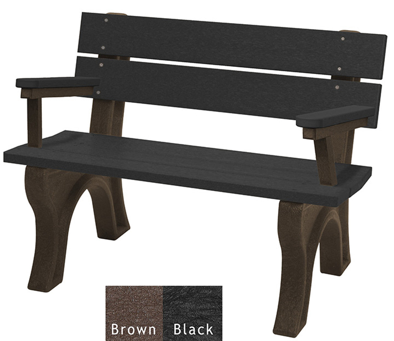 Polly Products Economizer Traditional Backed Bench With Arm