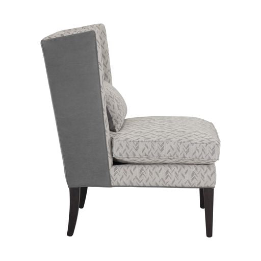 Sunpan Kenzo Lounge Chair in Chevron Grey - Antonio Charcoal / Fuego Navy - Abbington Navy