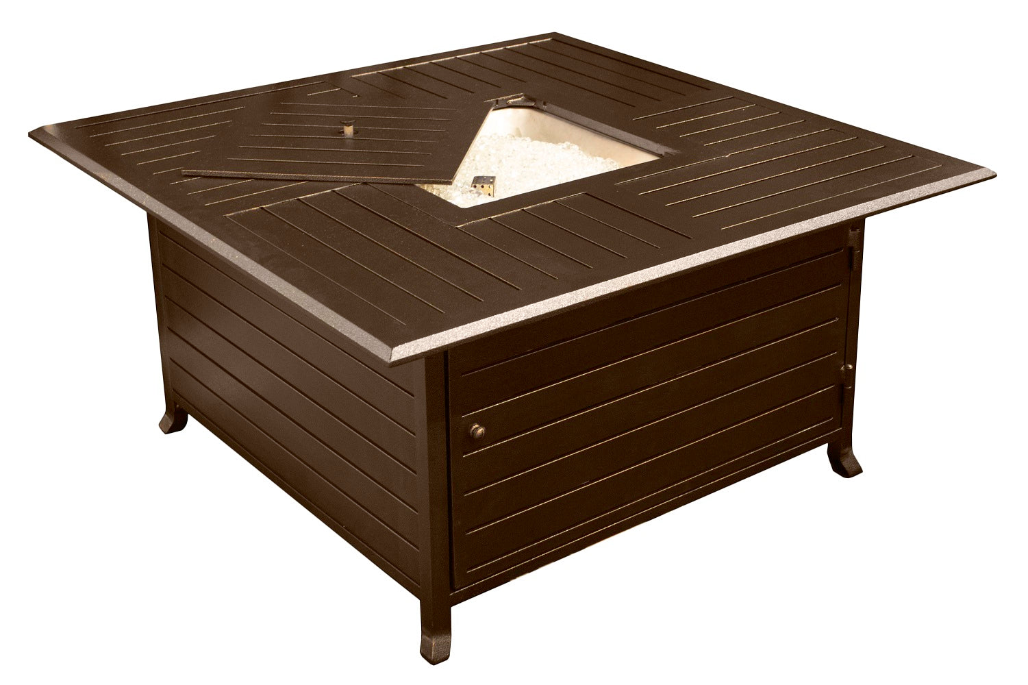 AZ Patio Heaters Outdoor Square Aluminum Fire Pit in Hammered Bronze