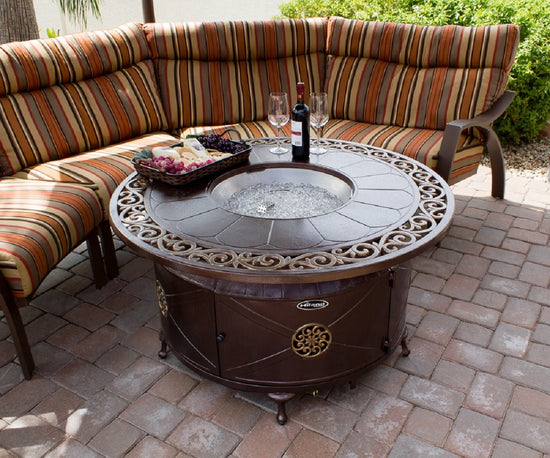 AZ Patio Heaters Outdoor Round / Rectangular Propane Aluminum Fire Pit with Scroll Design