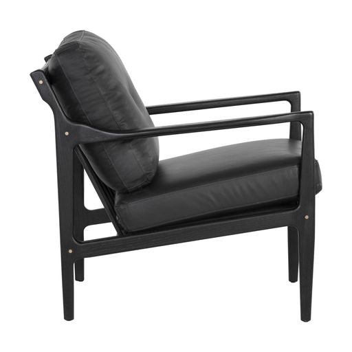 Sunpan Gilmore Lounge Chair  Black - Black Leather / Walnut - Vienna Cream