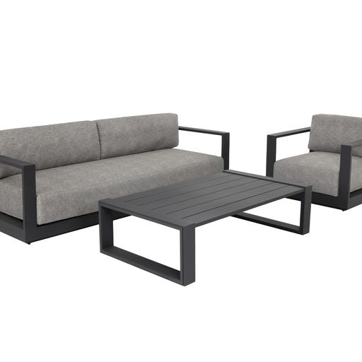 Sunpan Tavira Armchair Charcoal-Lanikai Salt and Pepper / Greige-Stinson White